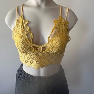 Yellow Lace Longline Bralette